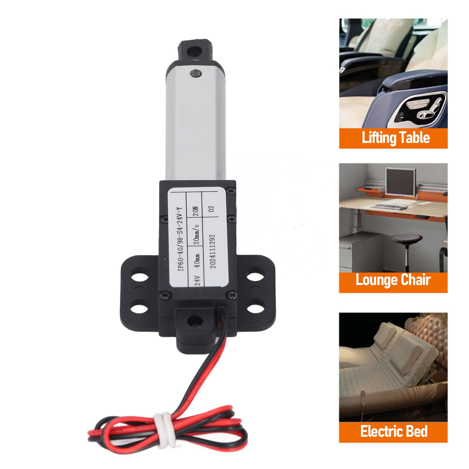 Elektrischer Mini-Linearaktuator, 24 V DC, 50 Mm Hub, 20 N Schub, 30 Mm/s Geschwindigkeit, Linearer Bewegungsaktuator, Mini-Linearaktuator mit Flügel für Lüfterflügel, Schränke