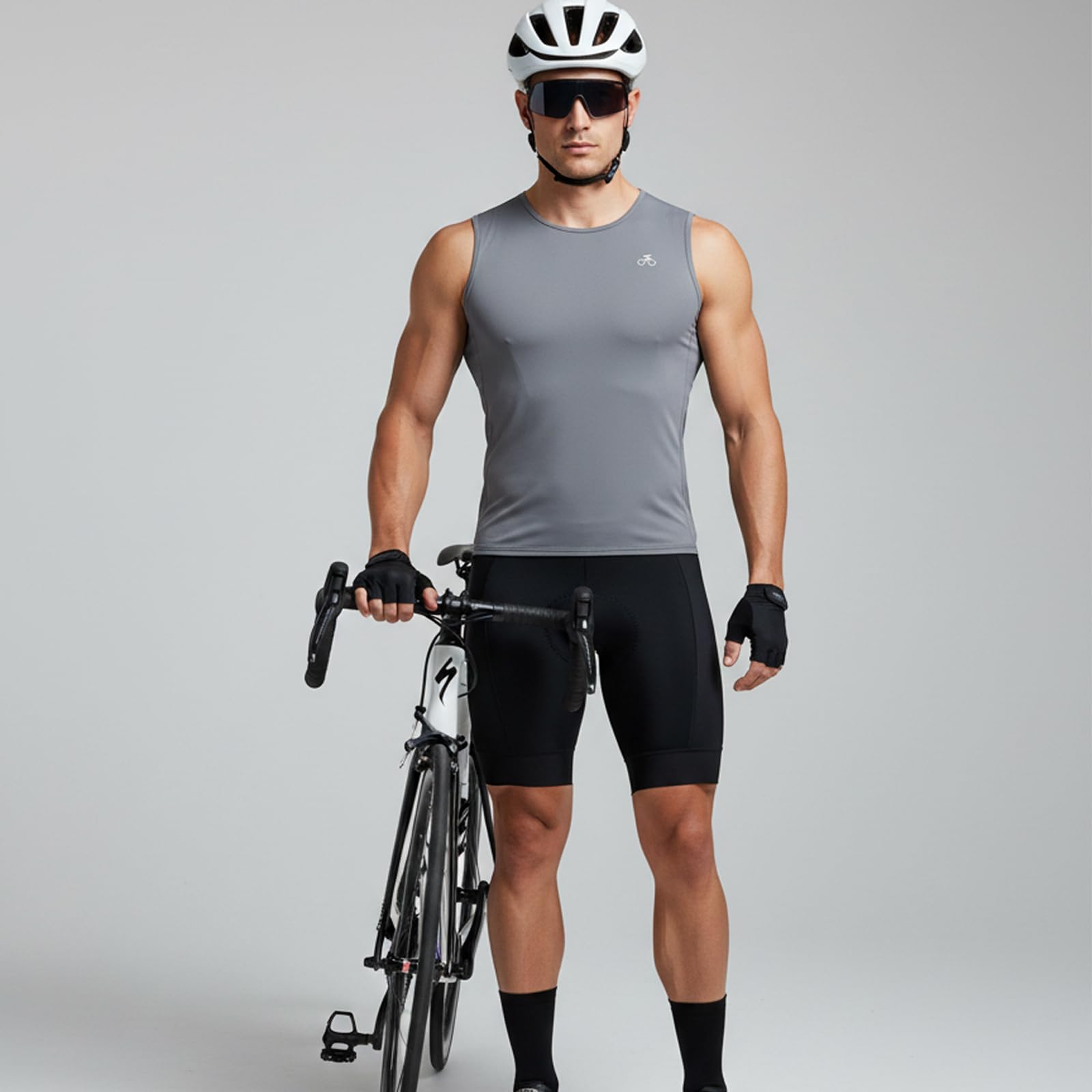 Maillot de Cyclisme sans Manches Homme Respirant et Léger, Maillot de Vélo de Débardeur Homme à Séchage Rapide avec 3 Poches Idéal pour Cyclisme et l'Entraînement