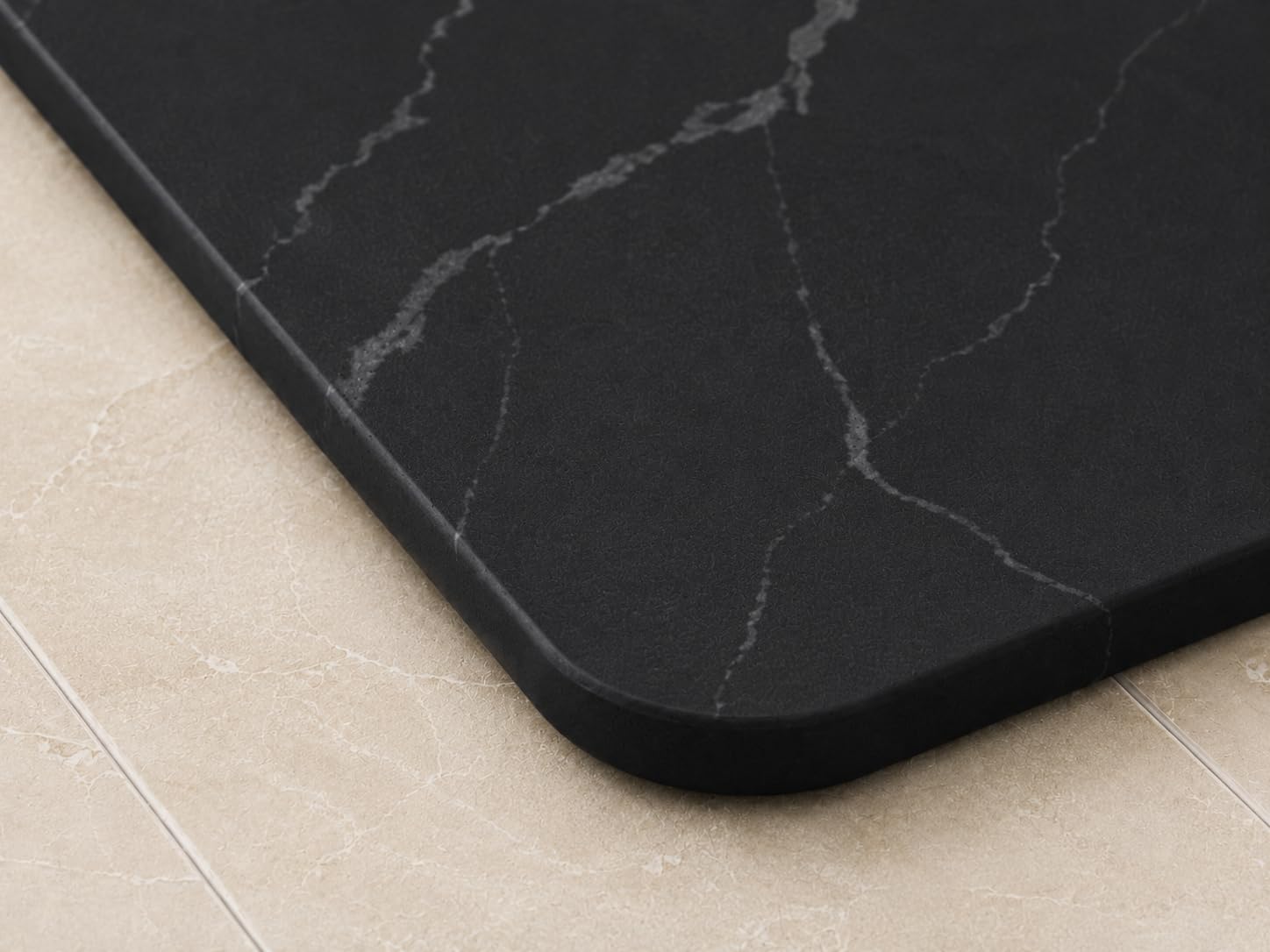 Maxura Alfombra Diatomita Baño 60x40 cm – Alfombrilla de Piedra Diatomita Super Absorbente para Ducha, Baño y Cocina, Secado Rápido, Antideslizante y Antibacteriana - Stone Bath Mat (Negro)