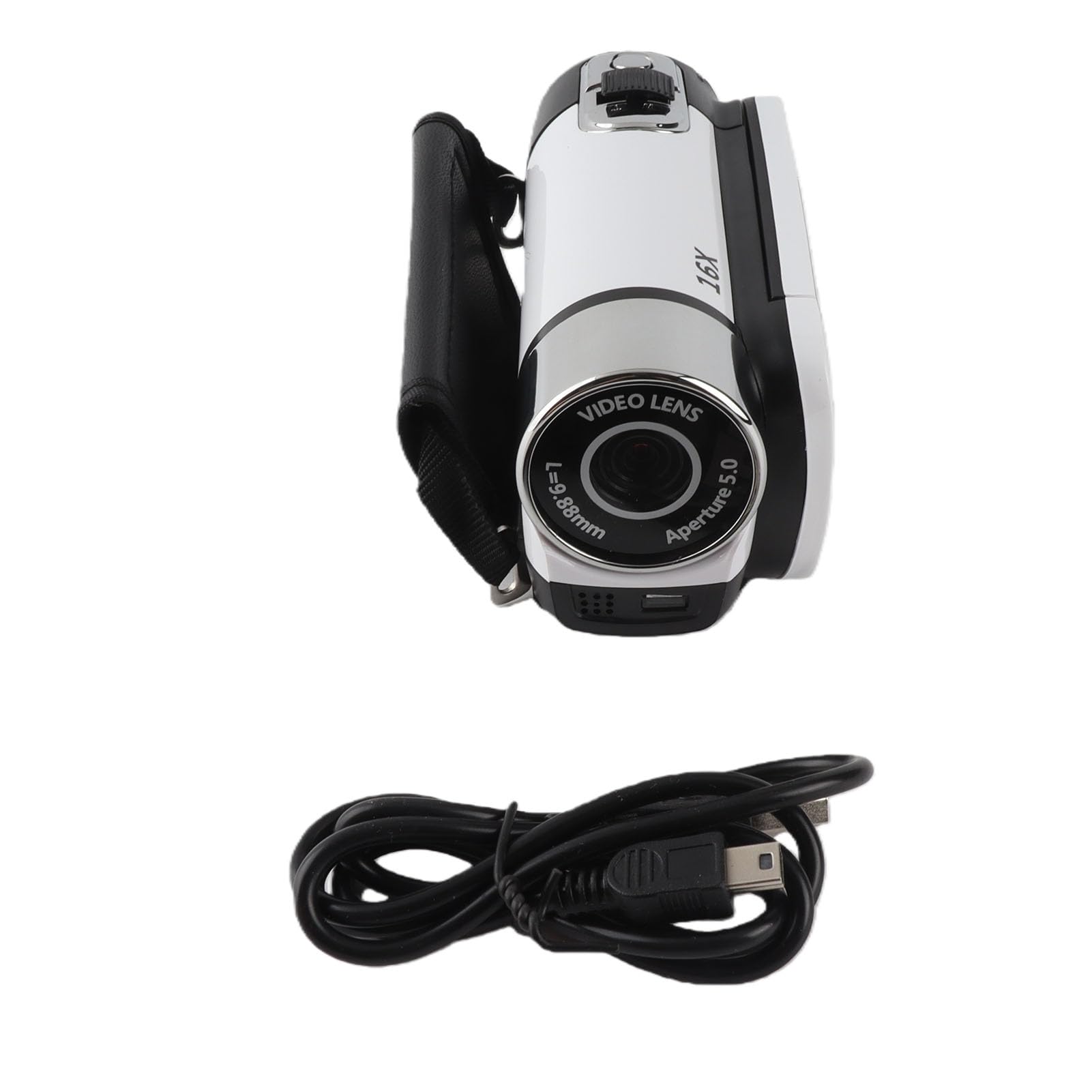 Asixxsix Videocamera con Zoom Digitale da 16 Pollici, Videocamera 1080P da 16 MP con Schermo da 2,4 Pollici con Luce di Riempimento, Uscita USB, Supporta Selfie e Microfono Esterno (WHITE)