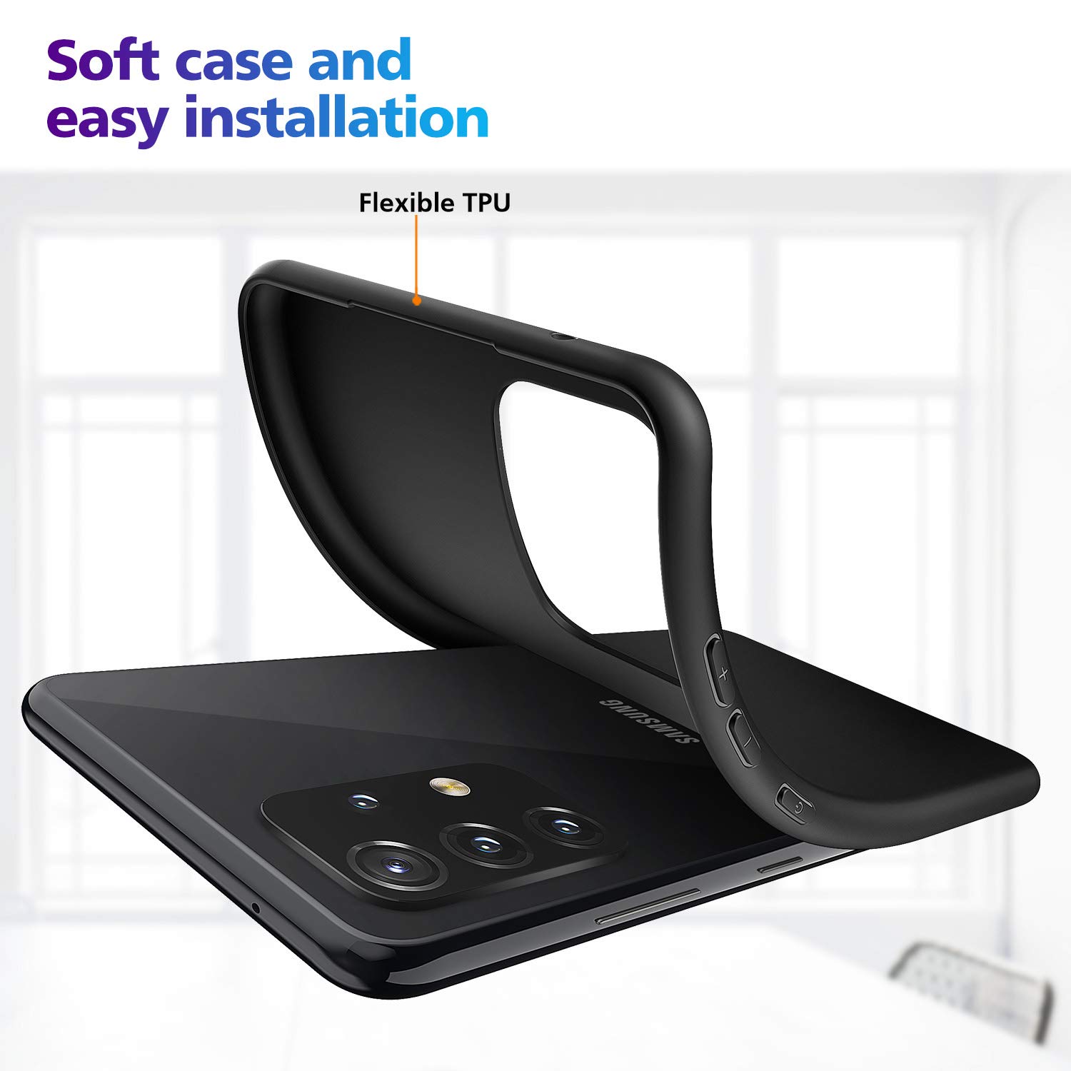 Case for Samsung Galaxy A52 5G/4G Case, Thin Ultra-Slim Fit Matte Finish Flexible TPU Phone Case Cover Compatible for Samsung Galaxy A52 5G/4G - Black