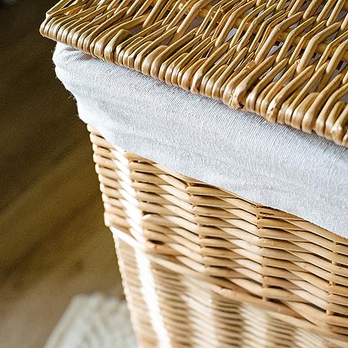 Arthur Cameron - Rectangular Wicker Laundry Basket with Lid & Removable Washable Cotton Lining - Laundry Hamper, Laundry Bin, Washing Basket with Lid (Large, Natural) - Image 5