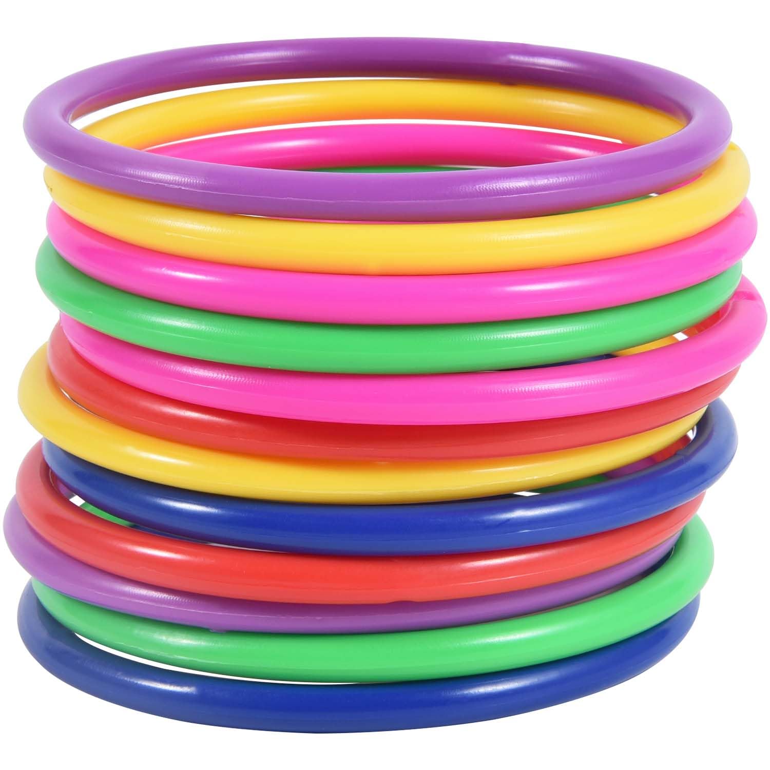 OBTANIM 12 Pcs Plastic 3 Inch Ring Toss Game for Kids and Outdoor Toss Rings for Speed and Agility Practice Game, Random Colors