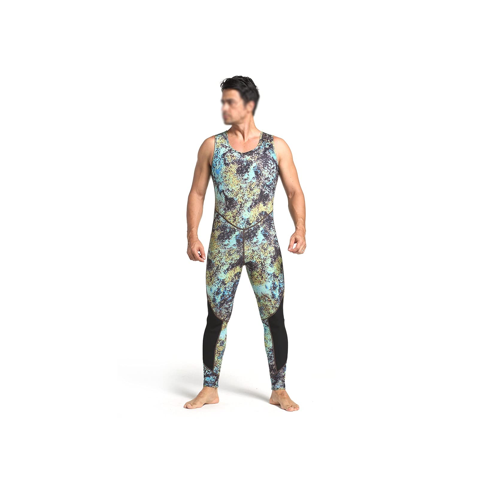 Muta umida da uomo, 2 pezzi, 3 mm, in neoprene, con cappuccio, a maniche lunghe, per immersioni, snorkeling, pesca subacquea, surf, tuta da bagno (C, XXL)