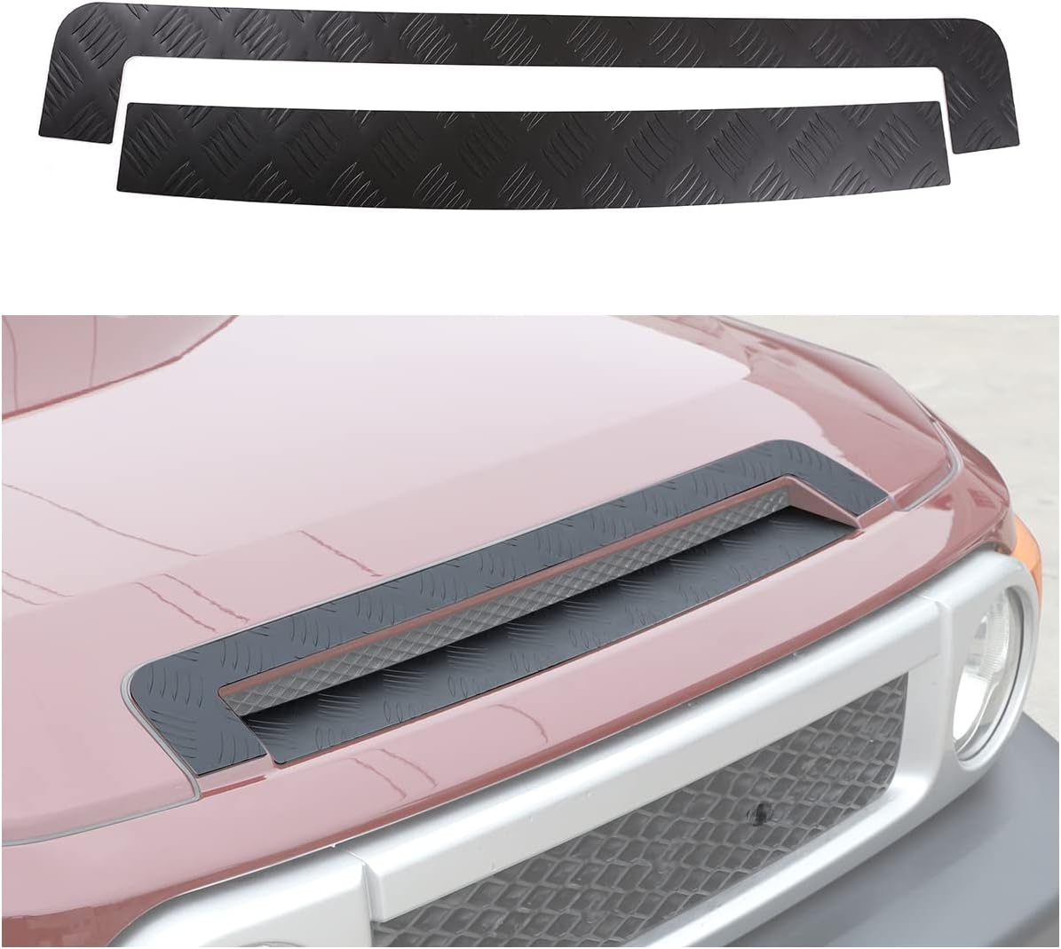 Hood Vent Trim Compatible with Toyot@ FJ Cruiser 2007-2021, Front Hood Bezel Trim Molding, Front Engine Hood Air Intake Grille Cover Accessories