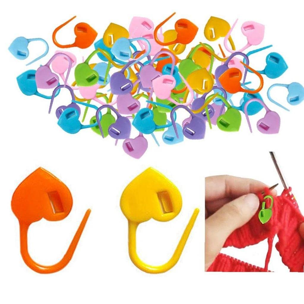 Casiler 100pcs Crochet Locking Markers Colorful Crochet Clip Plastic Safety Pin Crochet Stitch Marker for Handwork Knitting Craft