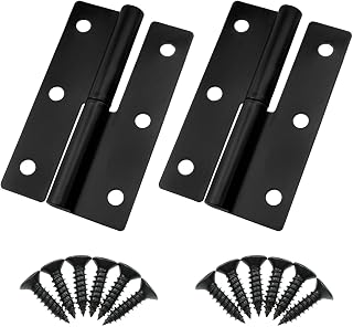 Lovelysp Black Lift Off Hinge 2.5Inch /62mm Left Mini Lift Off Hinges with Screws Detachable Slip Joint-2PCS