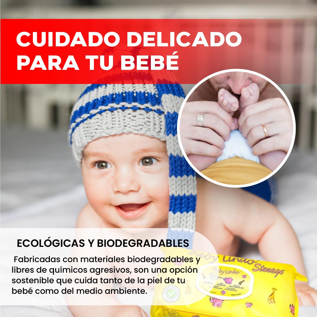 Lot de 20 lingettes humides biodégradables pour bébé hypoallergéniques