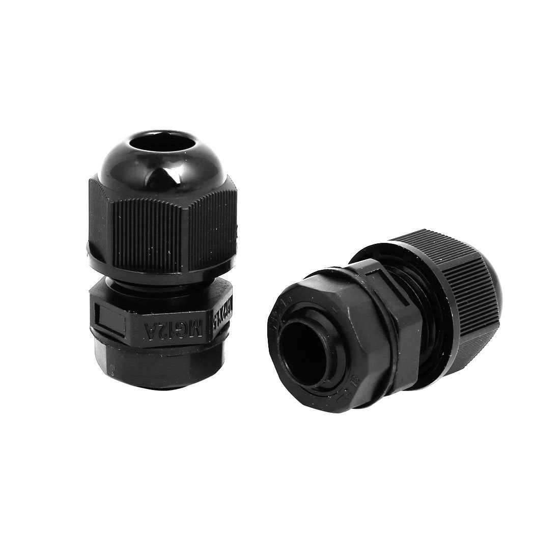 Aexit M12x1.5mm 2mm-3mm Transmission Range Nylon 2 Holes Adjustable Cables Gland Black 10pcs