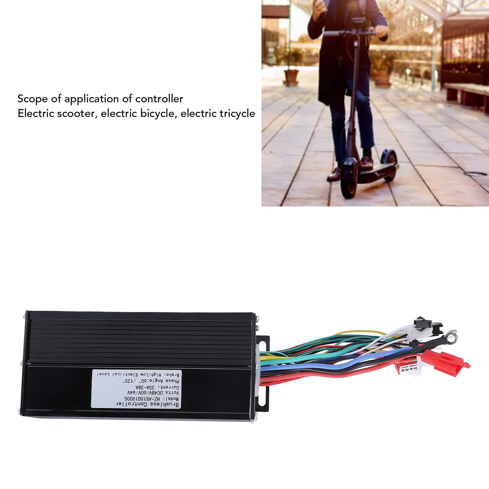 BuyWeek Contrôleur de Moteur sans Balai de Vélo Électrique, 48V 60V 64V 1000W Contrôleur de Moteur Scooter Électrique pour E-Bike Trottinette Électrique Tricycle Électrique (HZ-AS15G1000S)