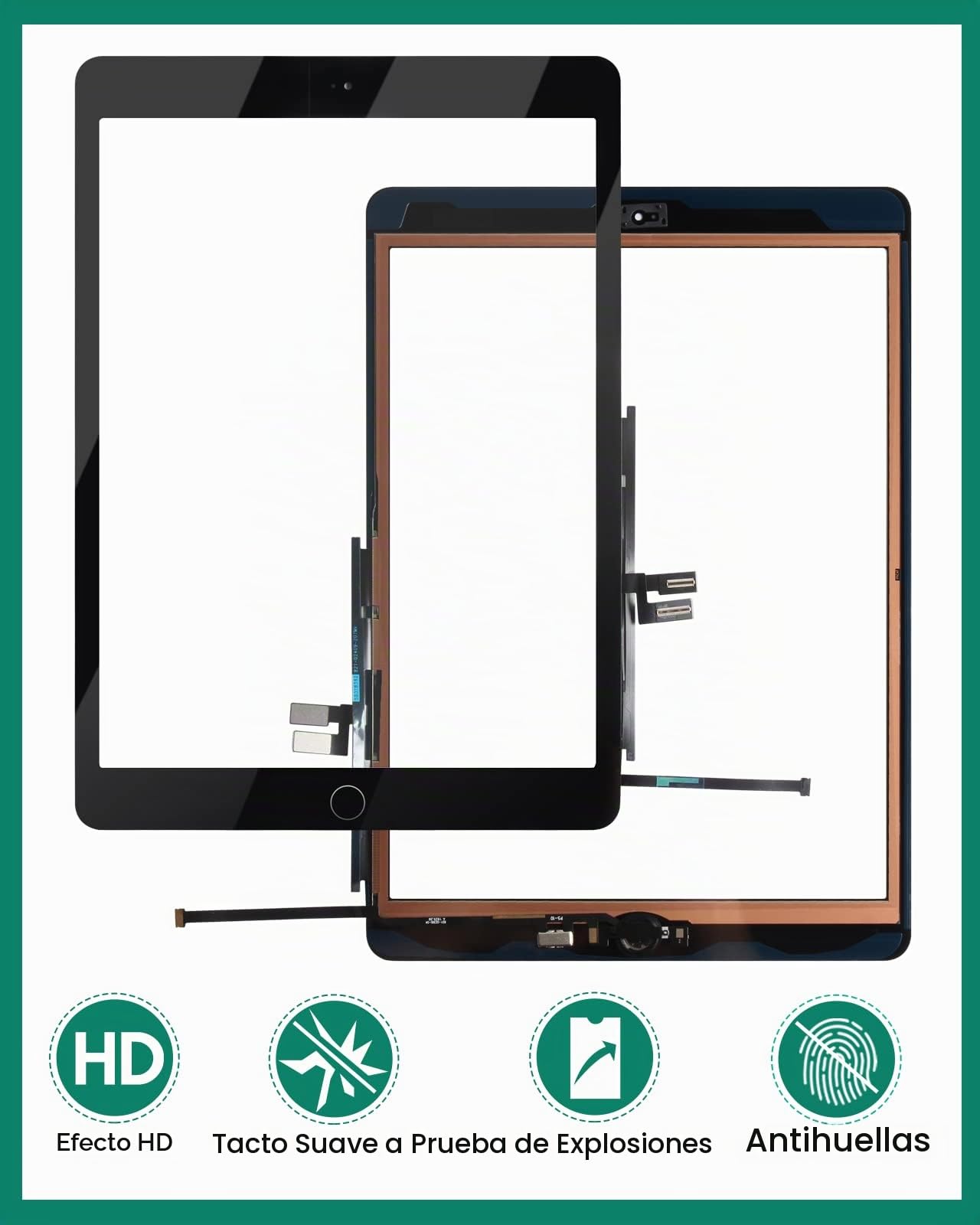 Pantalla táctil para iPad 9ª generación para iPad 9 A2602, pantalla de repuesto para iPad 10.2 2021, digitalizador A2603, A2604, A2605, panel de sensor de vidrio (con botón de inicio) (negro)