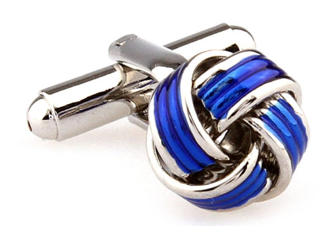 MRCUFFKnot Blue Pair Cufflinks in a Presentation Gift Box & Polishing Cloth