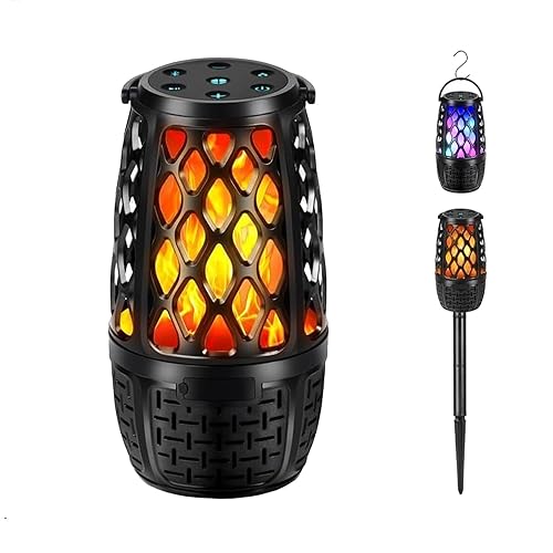 ulinkbee Outdoor Speakers, Colorful LED Flame Speaker Gift for Men,