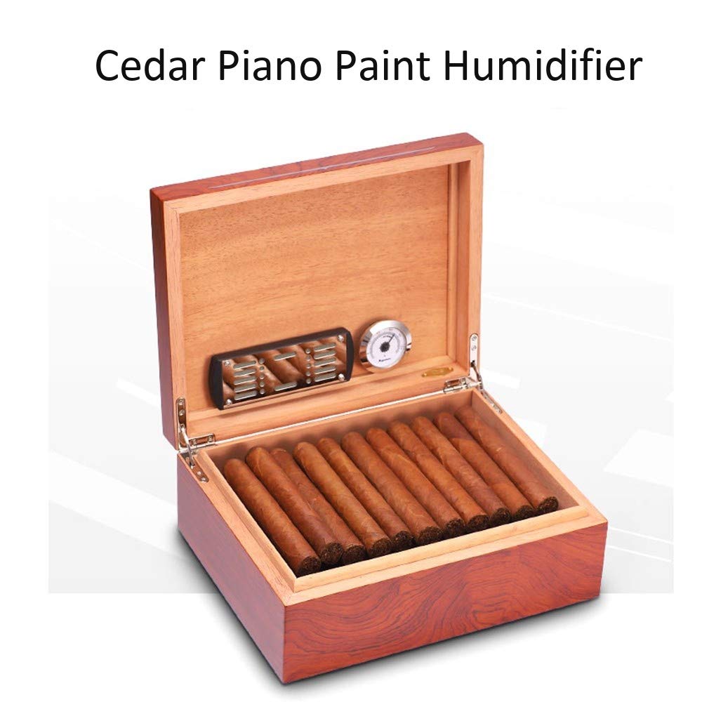 40-Capacity Spanish Cedar Cigar Humidor – Burl Finish With Humidifier & Hygrometer