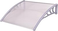 Vista 10 de Tangkula Toldo de ventana de 40 x 48 pulgadas, moderno toldo de policarbonato para puerta superior con hoja hueca para protección contra la lluvia