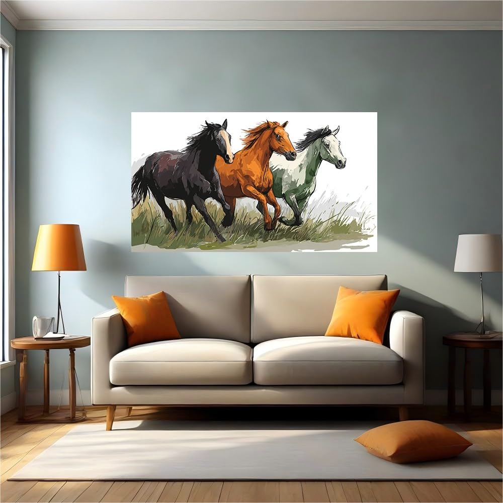 Calcomanías pared caballo acuarela vinilo 120x80 casa