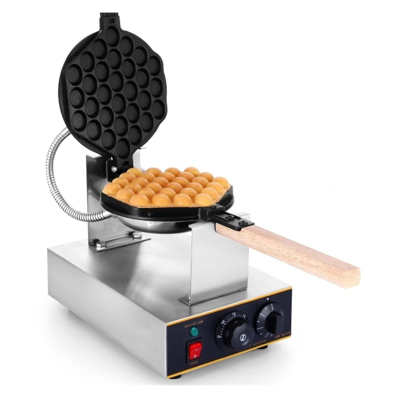 Jckjwl One Color 1400W Bubble Waffle Maker, Electric Egg Waffle Machine, 360 Rotated Stainless Steel Non-Stick Commercial Eggettes Puff Cake Snack