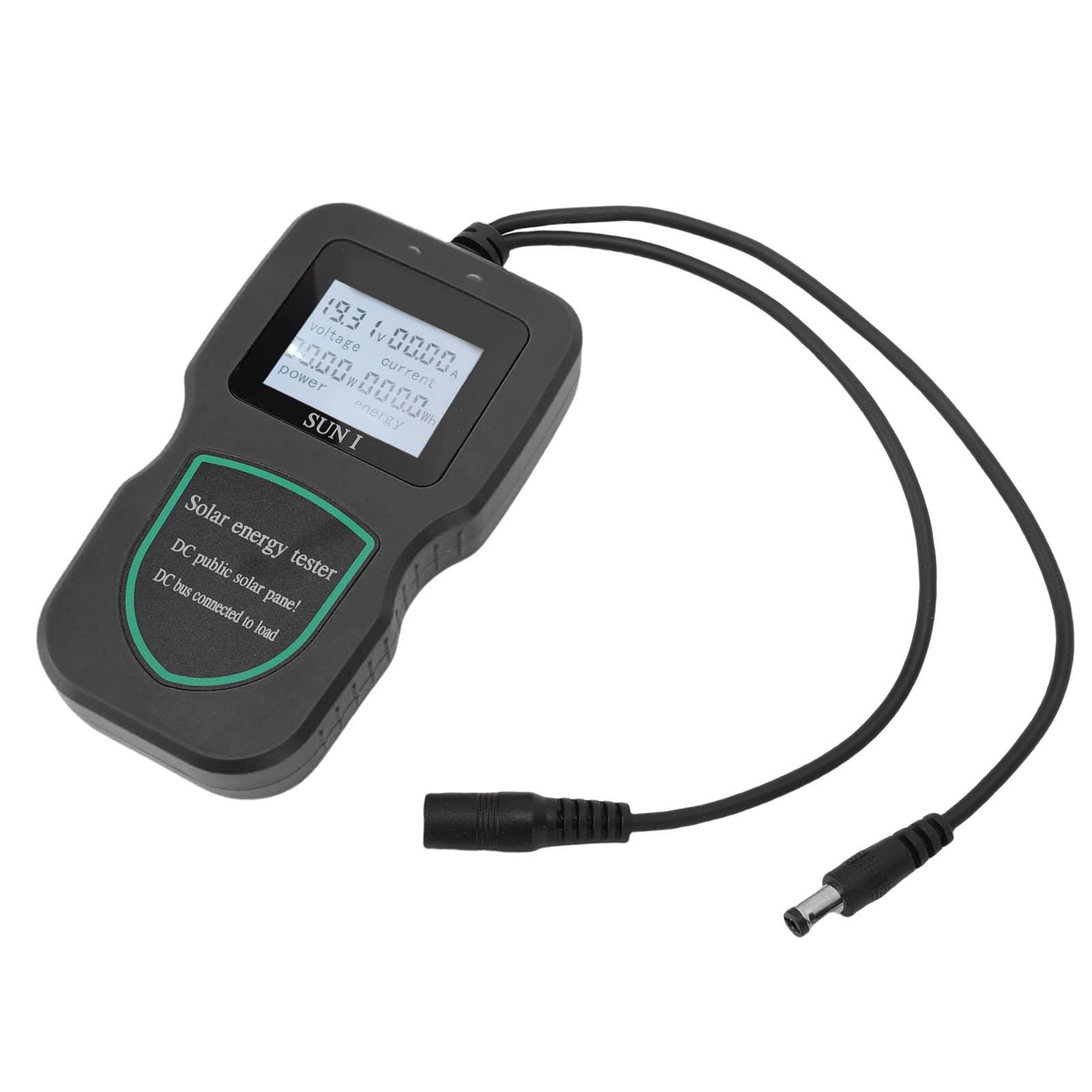 Tester per Pannelli Solari, Materiale ABS, Multimetro MPPT Ad Alta Precisione per Test di Pannelli Solari Fotovoltaici, Ampio Schermo LCD per Professionisti e Appassionati (BLACK)