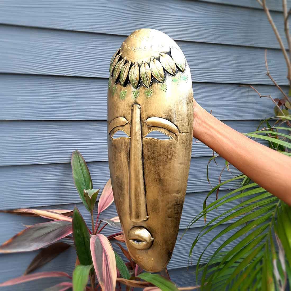 Apka Mart The Online Shop Wall Mask | Decorative Tribal Masks For Home Entrance & Living Room |Man & Woman Metal Face Hanging - For House, Door, Hall-Way, Balcony Decoration - 19 Inch 3