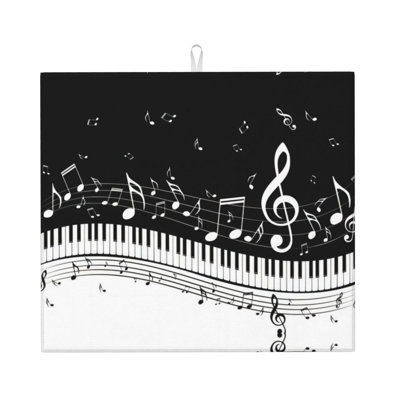 Yyhwhjde Black White Music Note Prints Kitchen Drying Mat – Absorbent Dish Throw For Countertop, Non-Slip Quick-Dry Layer With Vibrant Prints, Ideal For New Home Gift