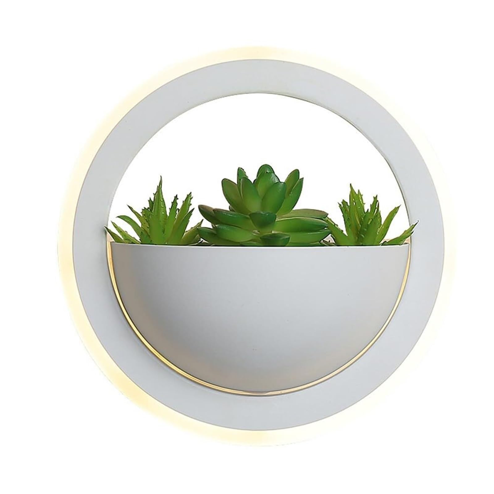 Aplique redondo de 10 W de luz blanca con decoración botánica para salón moderno