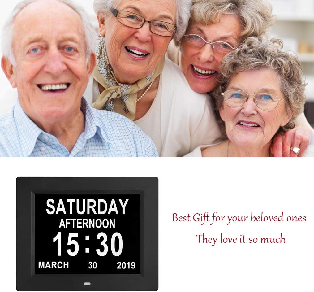 80% оƒƒ Dіѕсоunt [Newest Version] Digital Day Date of Week Clock with 8 Alarm Options, Extra Large Non-Abbreviated Day&Month for Seniors, Elderly, Memory Loss, Alzheimer (8-inch)