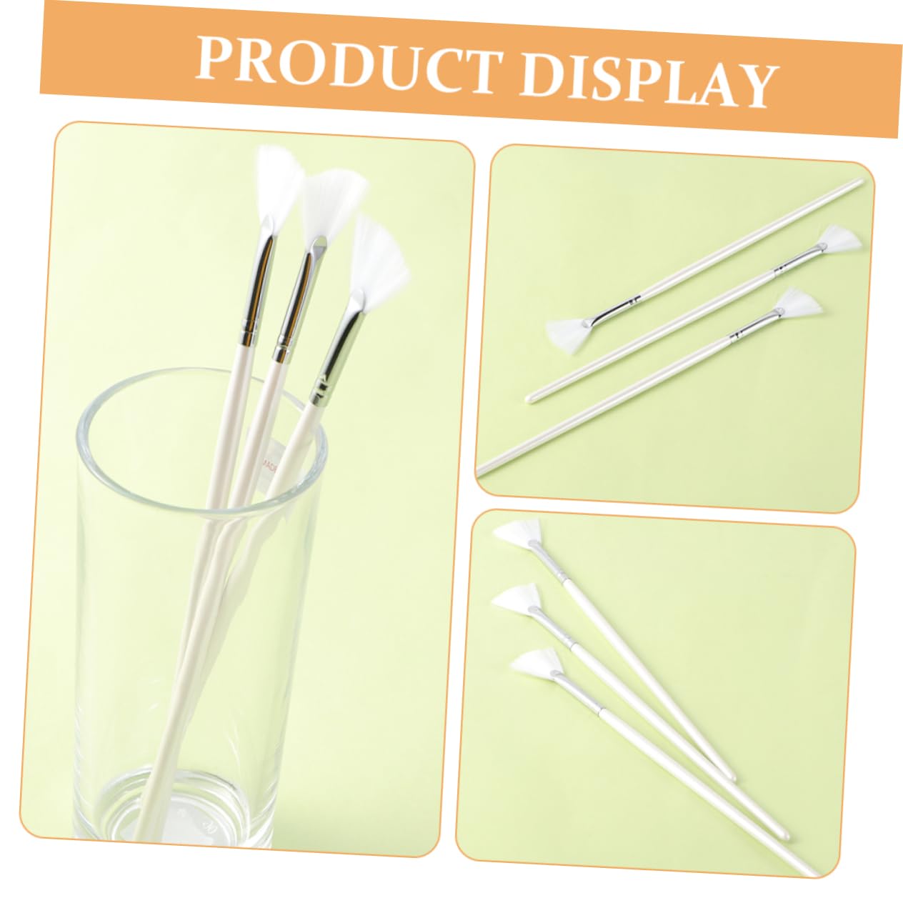 Beaupretty 4pcs Fan Brushes for Facial Application Long Handle Mud Cream Applicator Tools Soft Bristles for Easy Use for Coverage for Womens Makeup Routine
