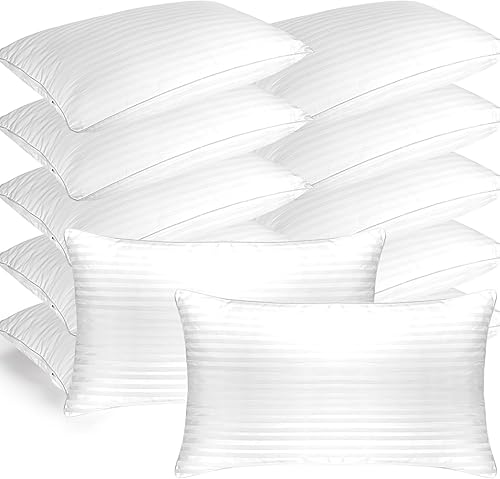 Tatuo 12 almohadas de cama de hotel tamaño Queen a granel de 20 x 28 pulgadas, rellenos de tamaño estándar, almohada de enfriamiento relleno de
