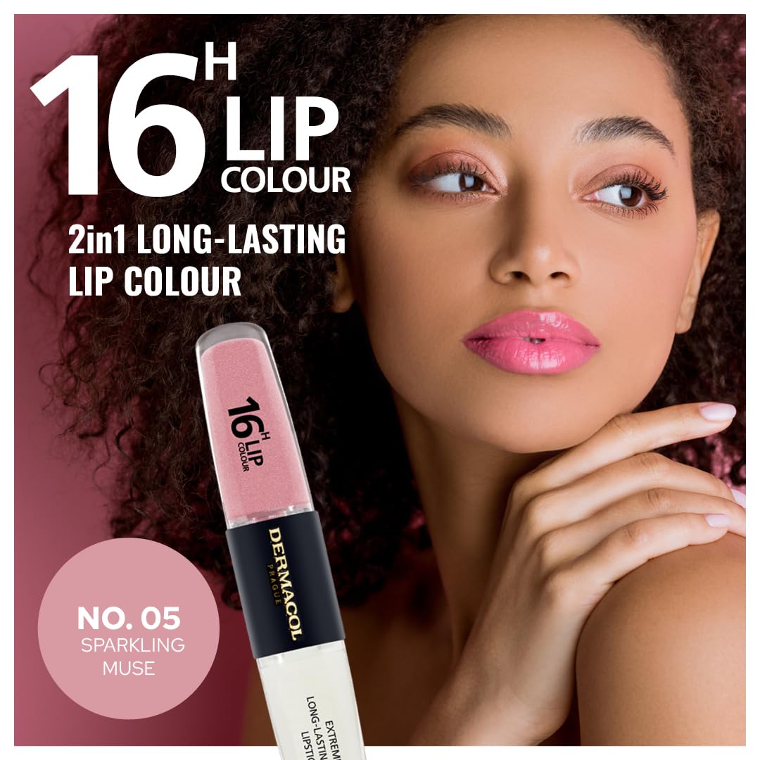 NEW Dermacol, 16-Hour Lip Colour, Highly Pigmented Glossy Lip Stain, Two-Phase Lip Plumper Gloss - Image 4