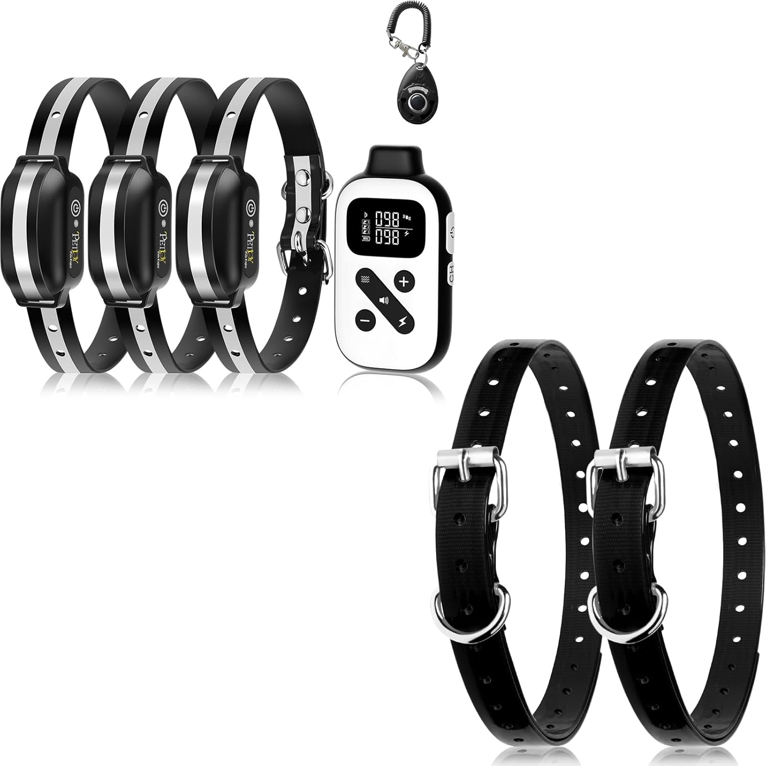 PetJoy 3 Dog Shock Collar for Large Dogs with Total of 5 Collar Straps