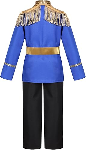Miniatura 5 de Disfraz de príncipe azul para niños, disfraz de príncipe real para cosplay, baile de cuento de hadas, Halloween, fiesta de cumpleaños