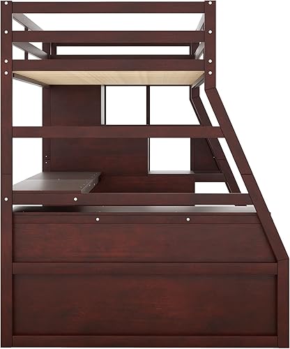 Miniatura 8 de Hlcodca Multipurpose Wooden Twin Size Loft Bed with Attached Desk with ShelvesWardrobe and 7 Drawersfor Kids Boys Girls Teens Adults Bedroom