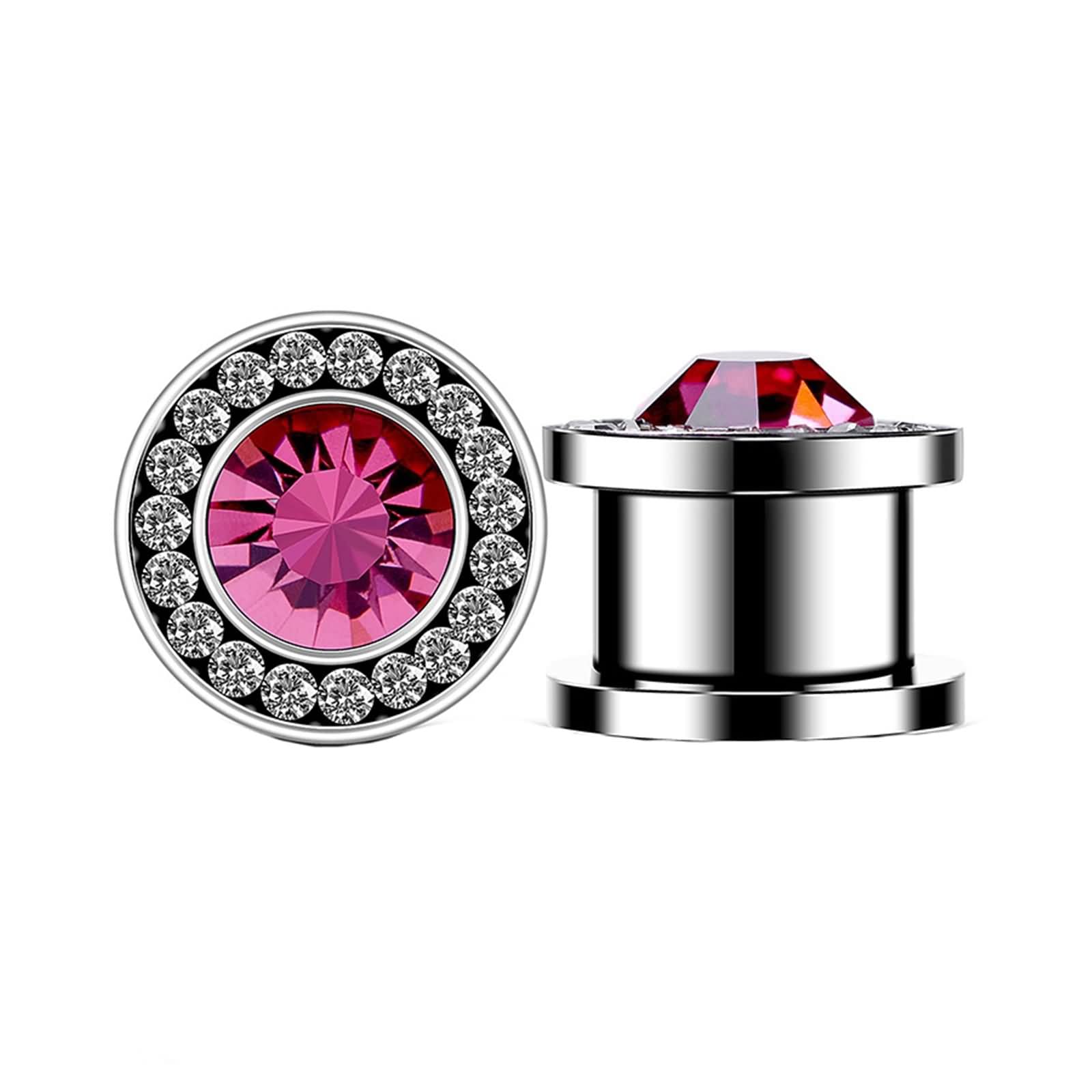 2 Pezzi Tunnel Dilatatori Per Orecchie In Acciaio Inox Rosa Con Zirconi - Plug Da 3-25mm - Foto 12