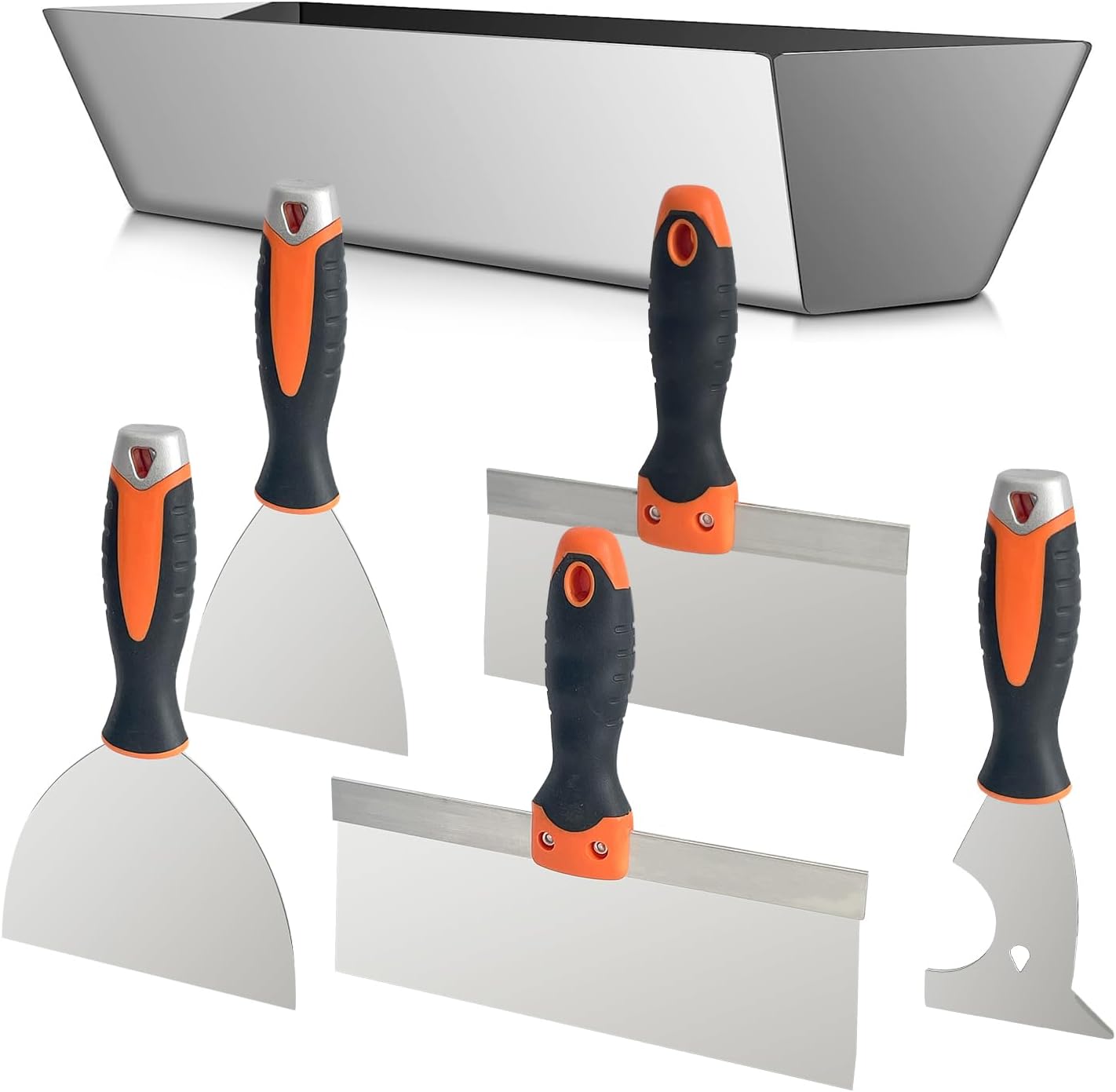 ABN Drywall Hand Tool Kit - 6pc Putty Knife Set and Mud Pan Drywall ...