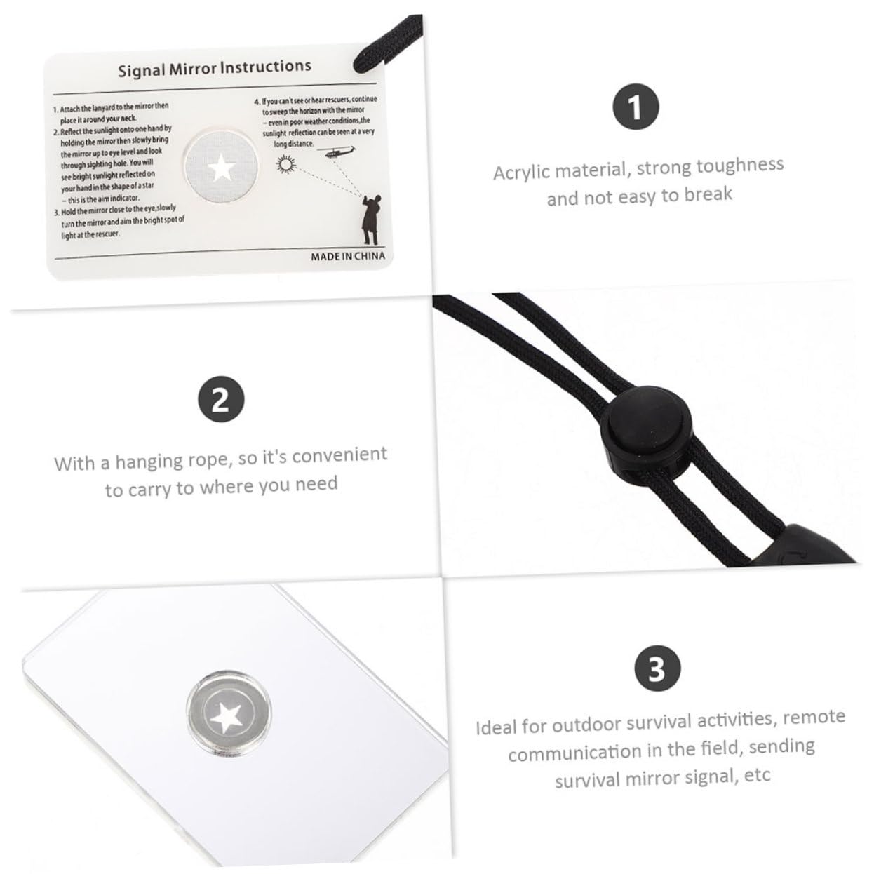 Toddmomy 6pièces Miroir De Signalisation De Survie Réfléchissant Pour Camping Et Situations Urgence Miroir Pratique Et Pour Randonnée Plein Air