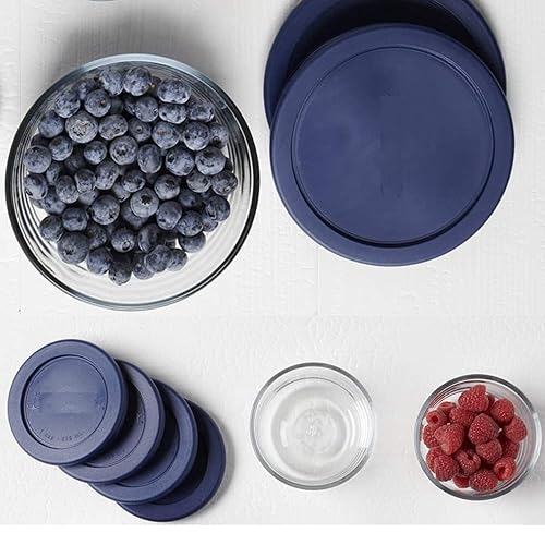 Miniatura 5 de Tapas para recipientes redondos de vidrio Pyrex y Anchor funcionan para 67 tazas (6 tazas, azul, paquete de 4)