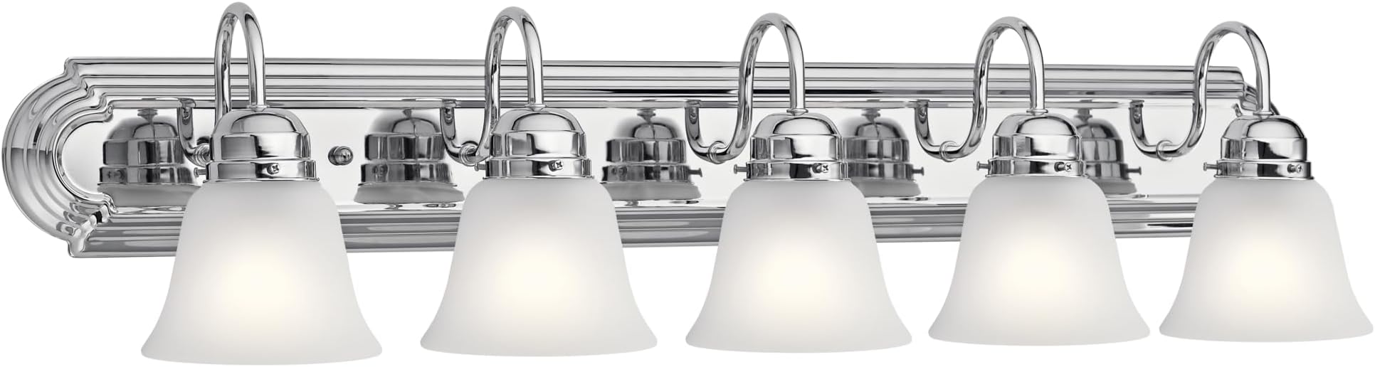 Kichler 36" Bathroom Vanity Light with Satin Etched Glass, 5-Light Traditional Design in Tannery Bronze, (36"x8"x8"), 5339CHS