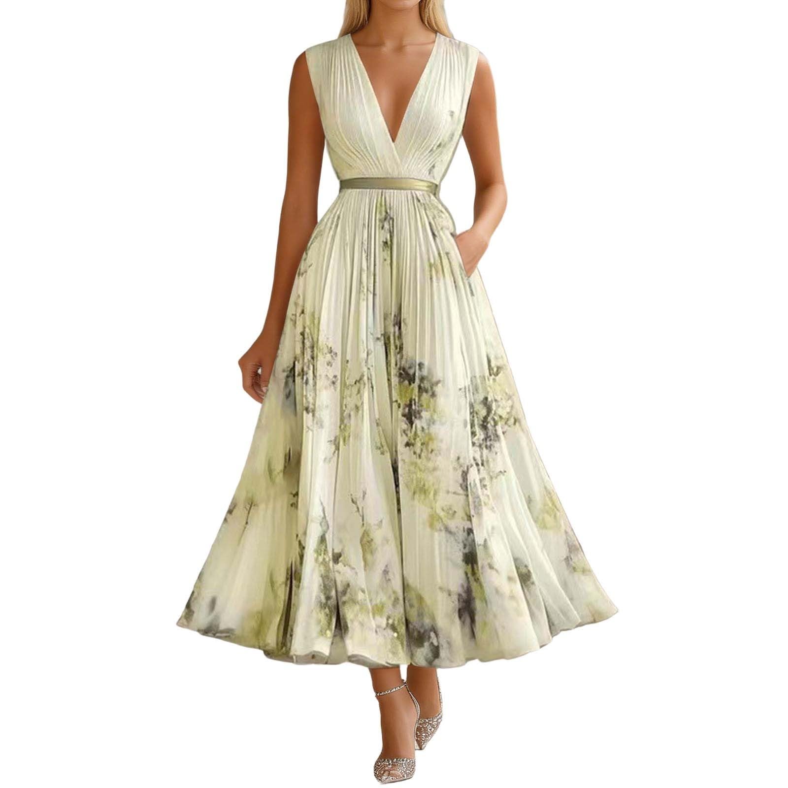 Vestido Casual Fluido sin Mangas Floral, Moda Verano Salidas Mujer