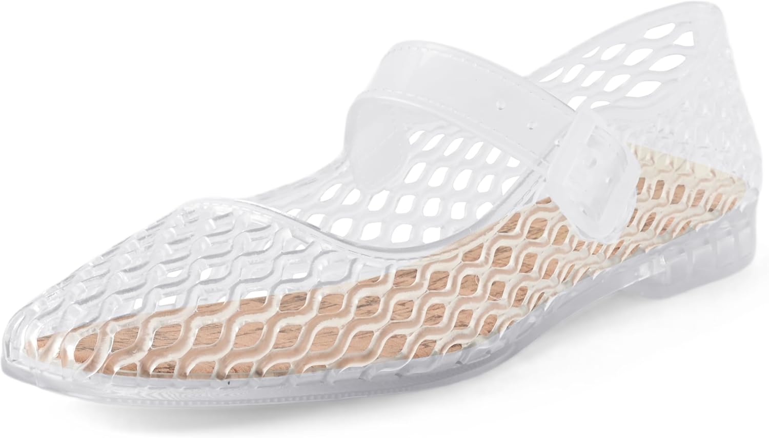 Women's Jelly Flats Clear Mesh Ballet Summer Beach Hollow Dressy Shoes