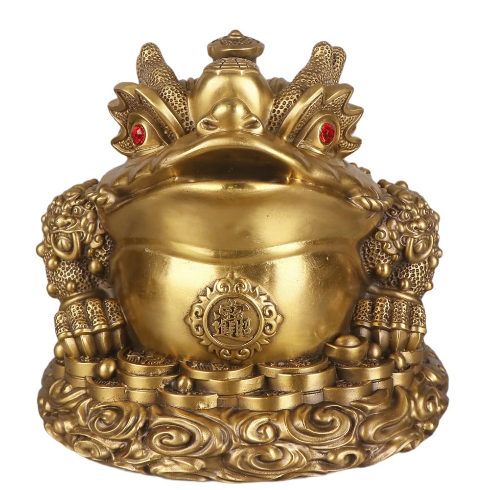 Ornement animal en cuivre de crapaud Feng Shui, finition artisanale