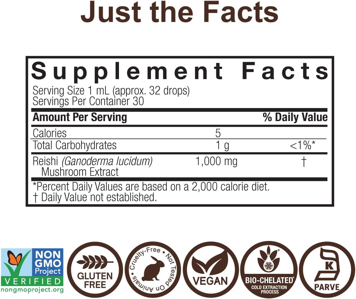 Nature's Answer Reishi, Mushroom Extract, Alcohol Free, 1 fl oz (30 ml) - Image 3