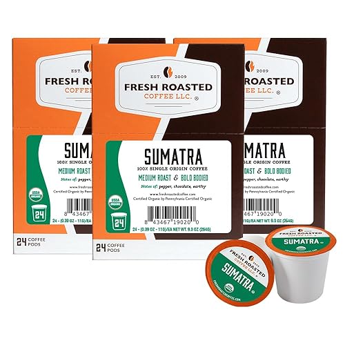 Miniatura 565 de Fresh Roasted Coffee, Peaberry de Tanzania, tostado ligero, Kosher, compatible con K-Cup, 24 cápsulas