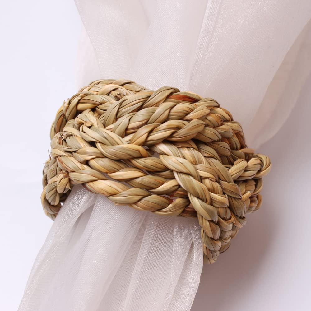 6 Stücke Handgemachte Serviettenringe, Gewebte Serviettenringe, Natürliche Serviettenringe, Kreative Serviettenringe, Serviette Schnalle, für Tischdekoration, Hochzeit Party, Alltag