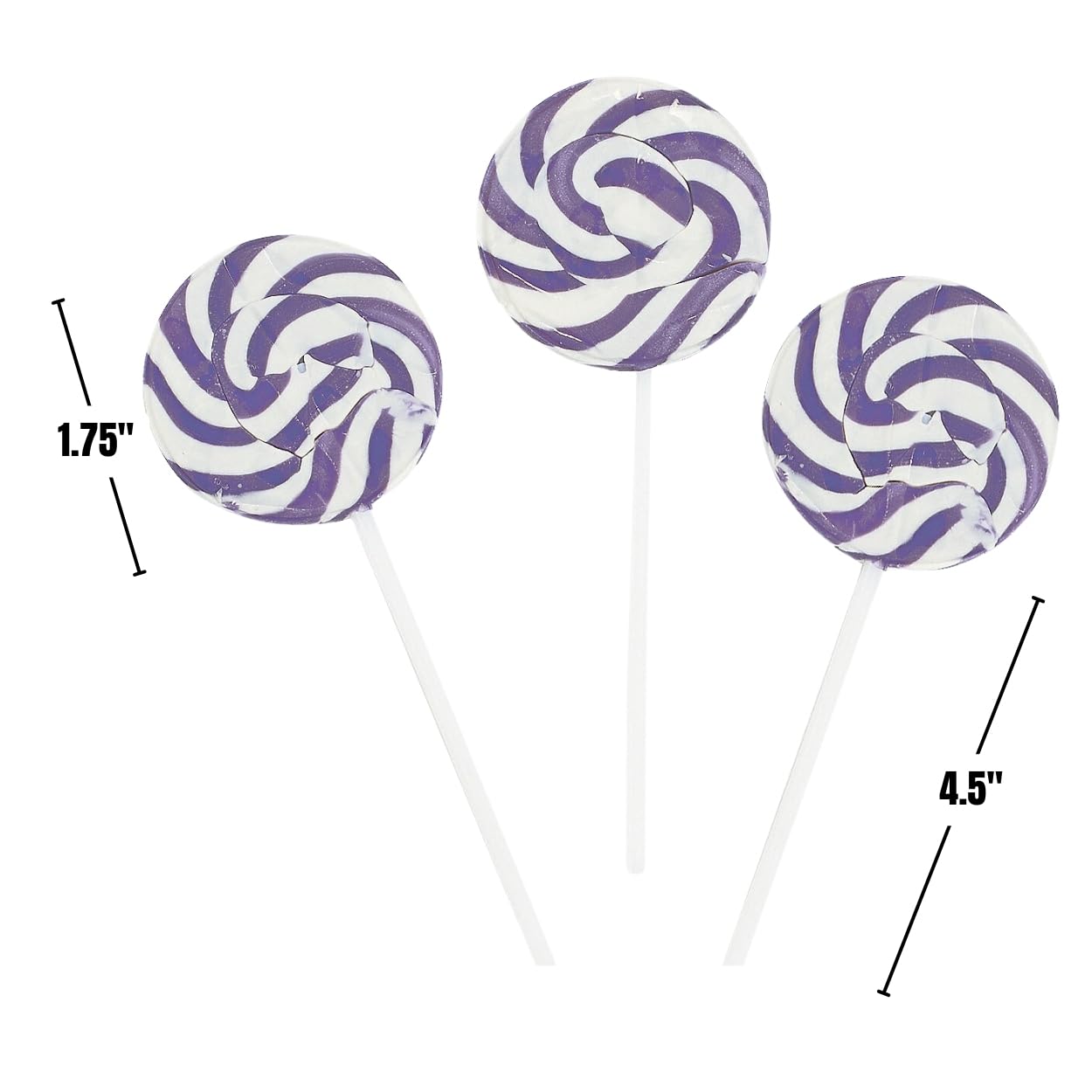 Purple Swirl Lollipop Sucker - Bulk Set of 24 Individually Wrapped Pops - Candy Buffets, Graduation Parties, Anniversaries & Weddings