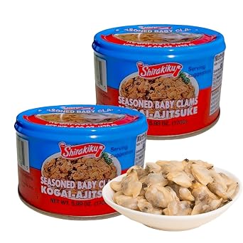 2 Cans Seasoned Baby Clams Kogai-Ajitsuke Clams 6oz 170g Good for Clam chowder Clam Pasta
