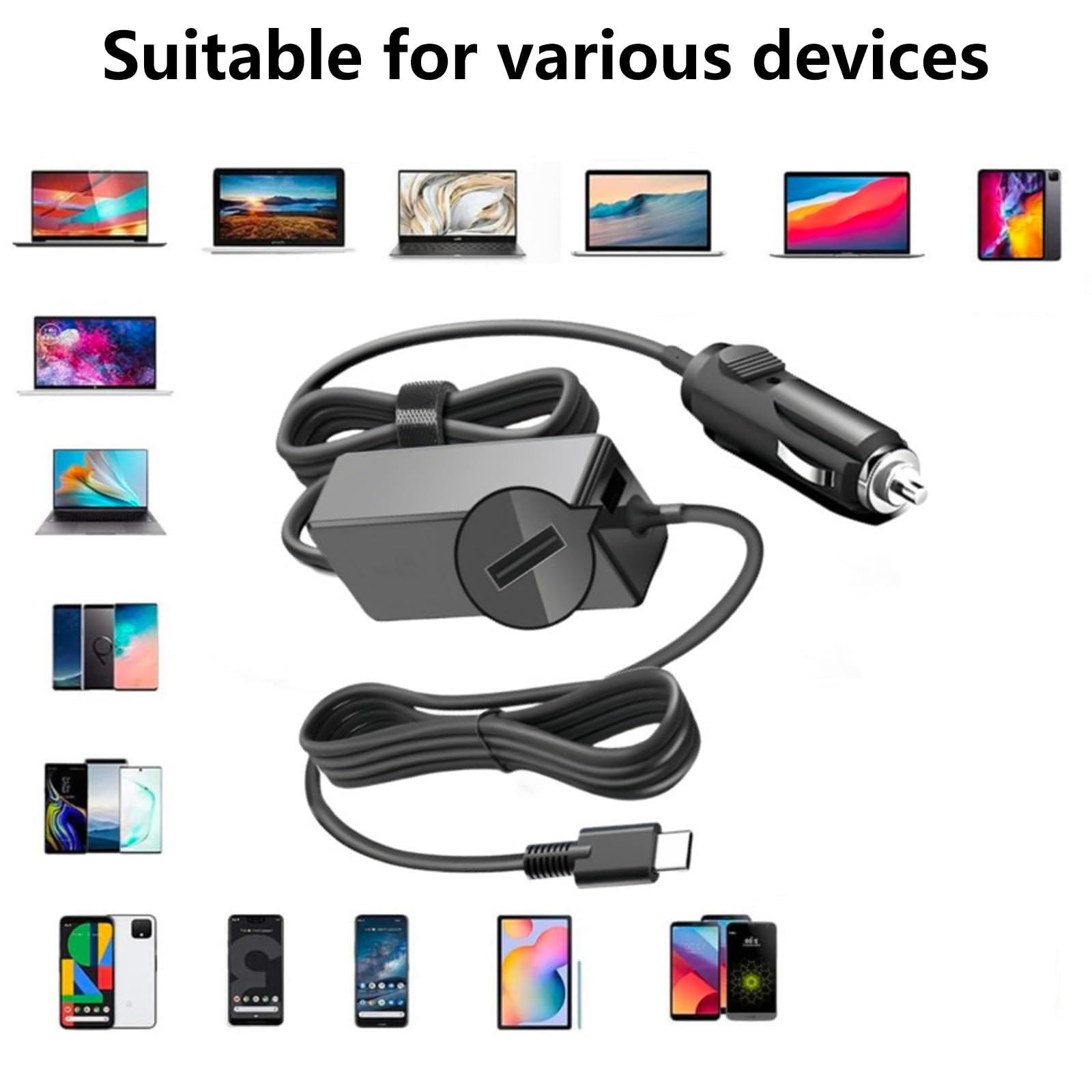 Cargadores automáticos USB C de 100 W, carga rápida para dispositivos, protección contra sobrecorriente, cargadores de coche USB C con múltiples protecciones