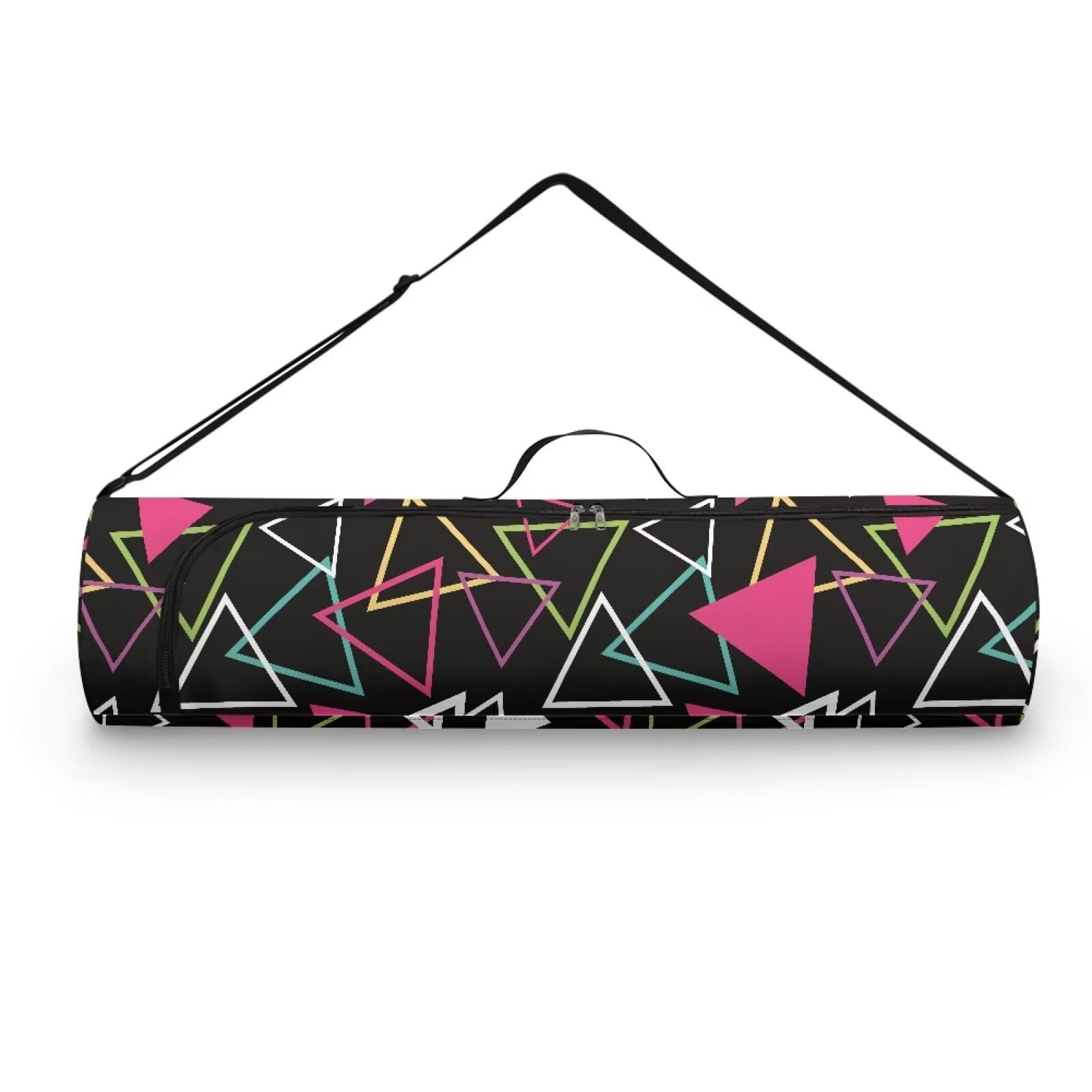 Pzuqiu Colorful Triangle Yoga Mat Bag for Women & Men Travel Yoga Gym Bag for Thick Exercise Yoga Mat Full-Zip Yoga Mat Carrier Bag for Class Workout Park with Adjustable Strap