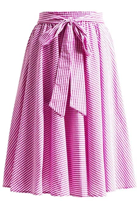 radhika 'n' dhaanya creation Cotton Check Knee Length Skirt (Pink White)-picture-56