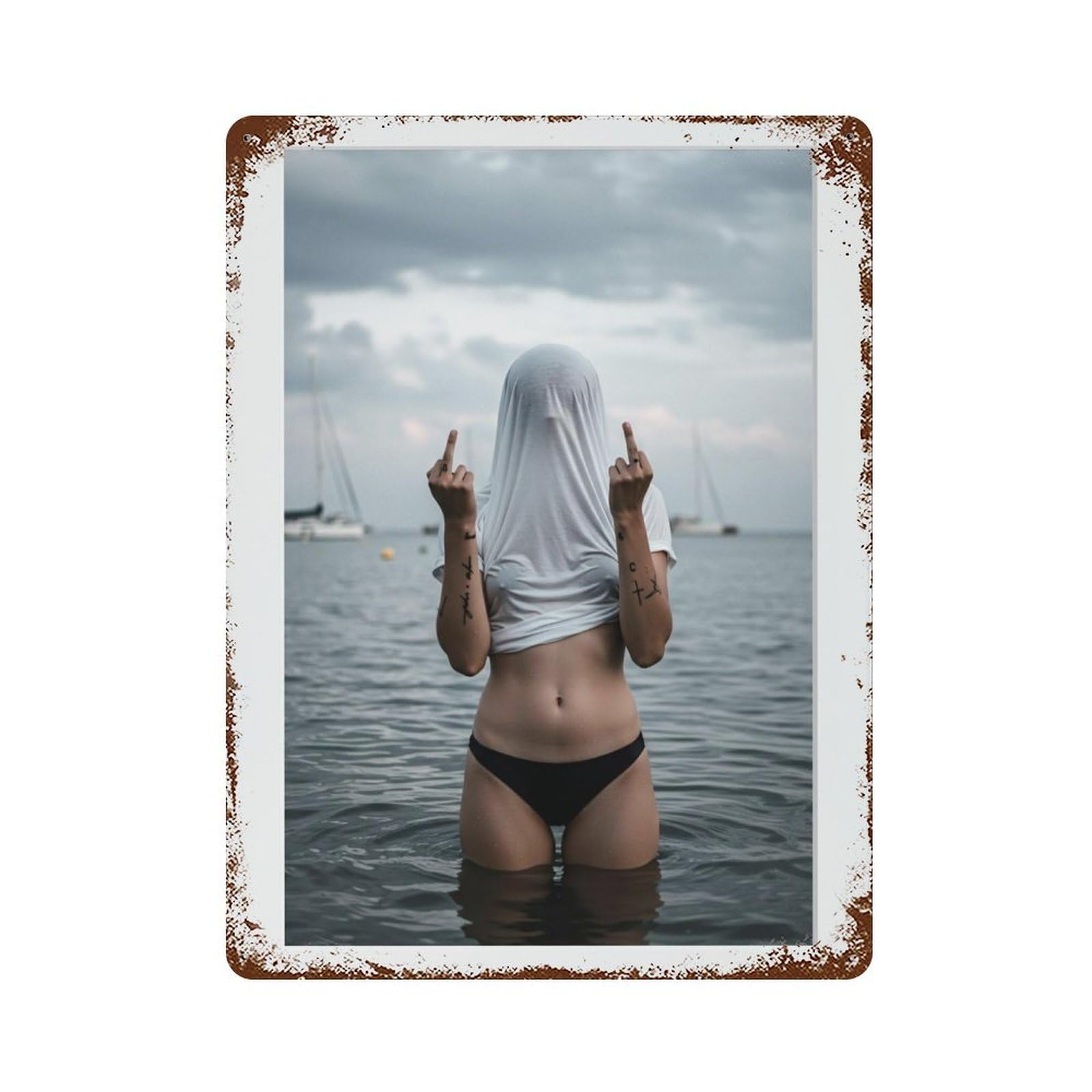 xiaoxiaoshen Middle Finger Photography S2 Wall Decor Art Metal Tin Poster Modern Home Decor Art Home Bar Shop Decorations Vintage Sign 40x30cm