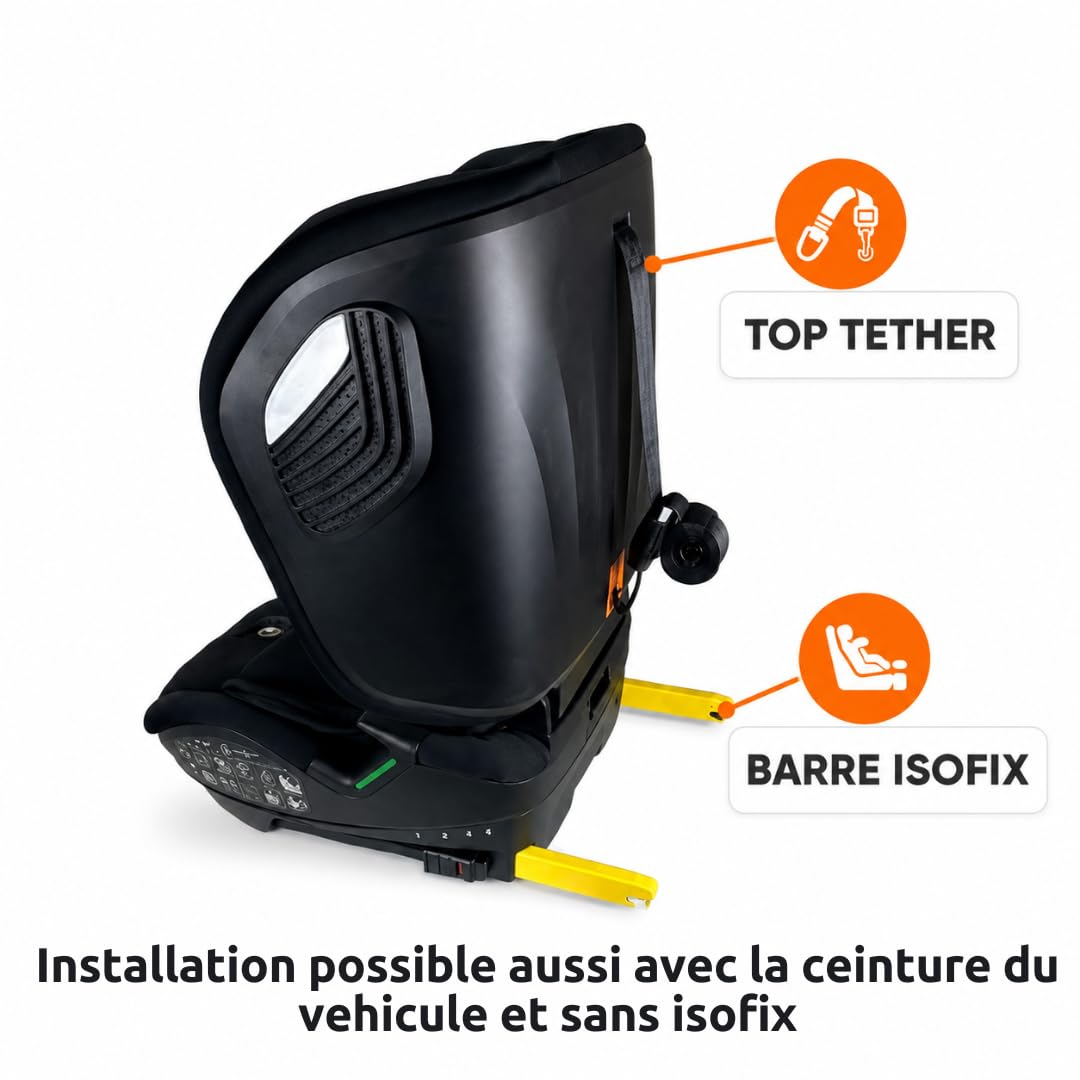 Nania Nevada, Siège auto isofix, ou ceinture, inclinable, et pliable, Isize 76-150cm, groupe 1/2/3 (9-36kg), protection latérale- housse confort